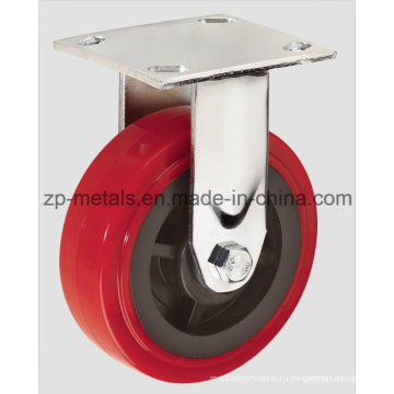 4-дюймовый сверхпрочный Красный PU Фикчированный Рицинус колеса